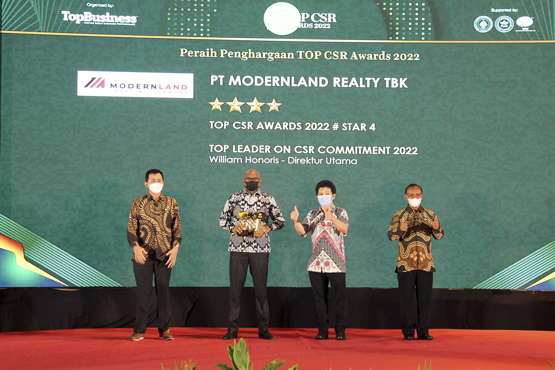 Sistem Tata Kelola CSR Baik, Modernland Realty Diganjar TOP CSR Awards 2022
